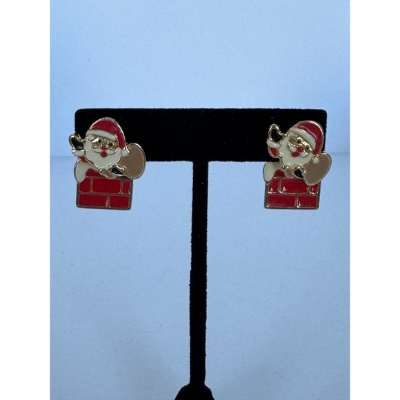 AIM Christmas Earrings Santa Chimney with Presents Bag Holidays Fashion Jewelry - Picture 3 of 8